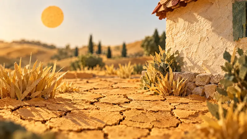 Maquette de papier : le sol argileux fendu par la sécheresse au pied d’une maison